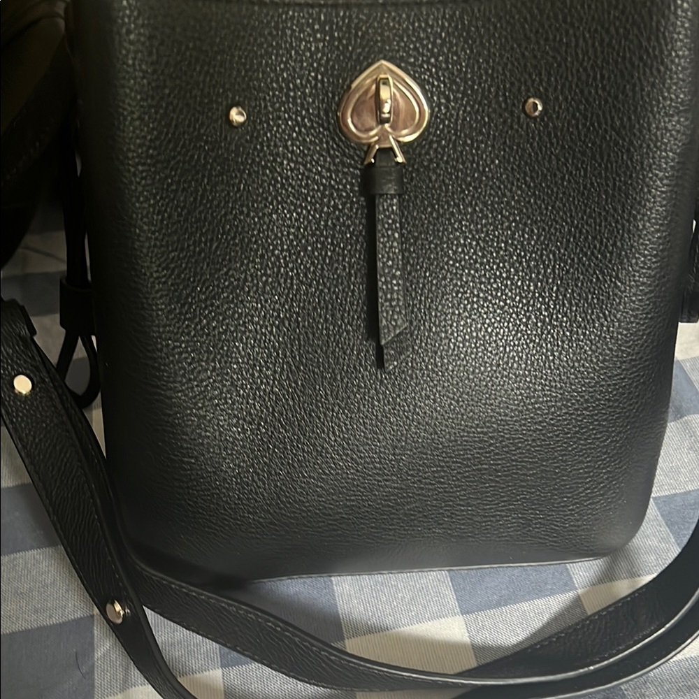 Kate Spade Black Leather Shoulder Bag with Gold Hardware